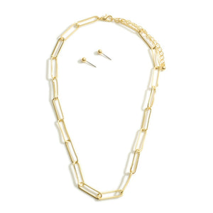 Gold Chain Link Necklace Set