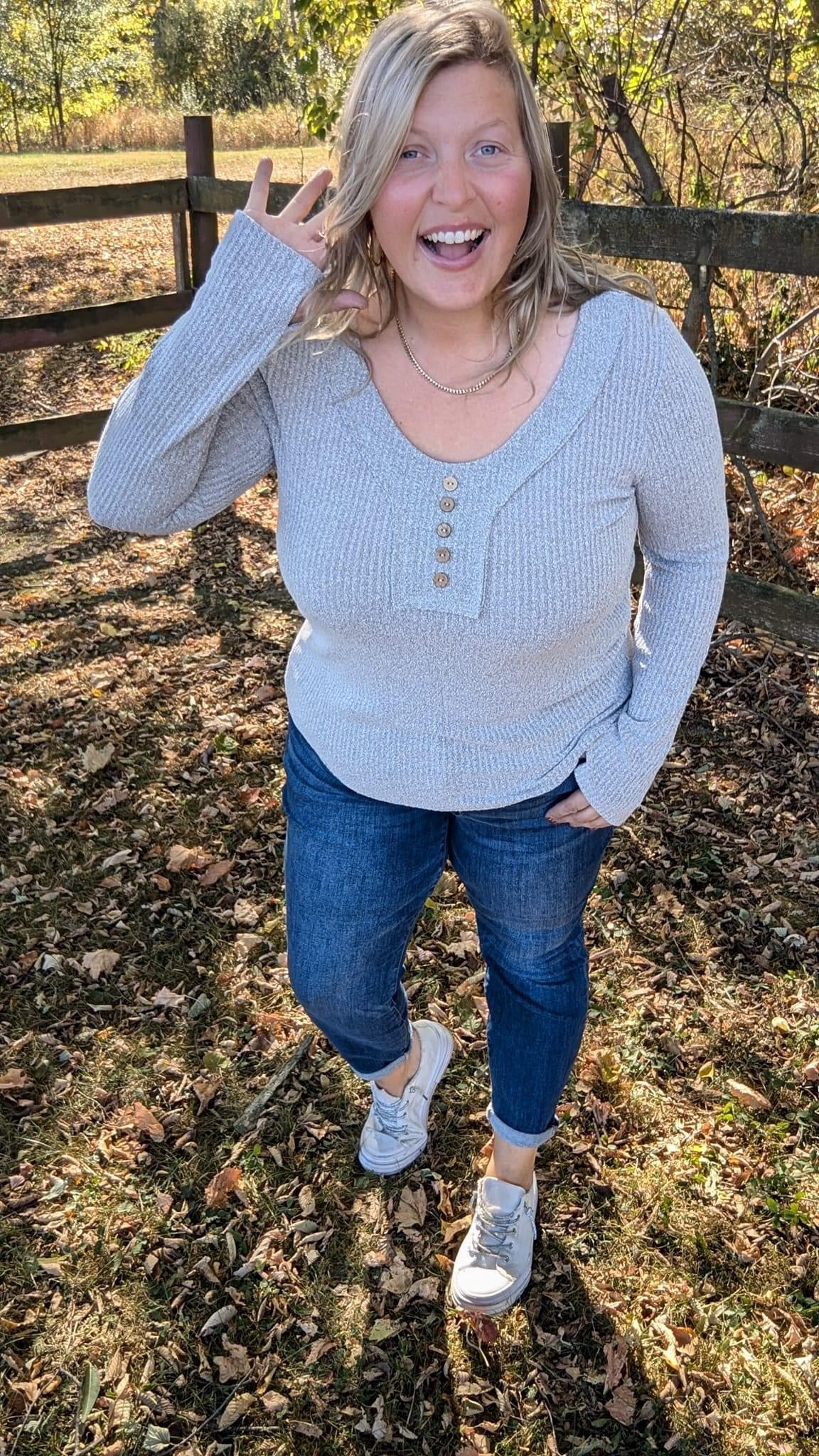 Little Grey Button Top