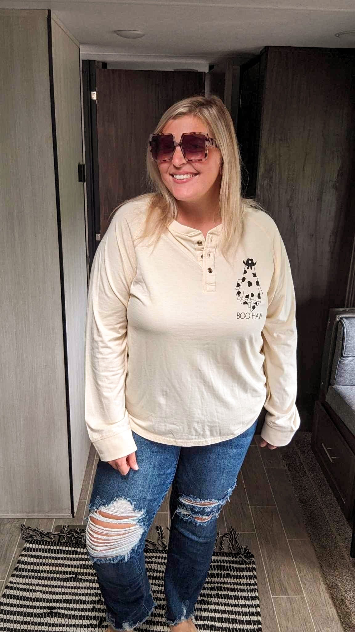 Boo Haw LS Henley Top