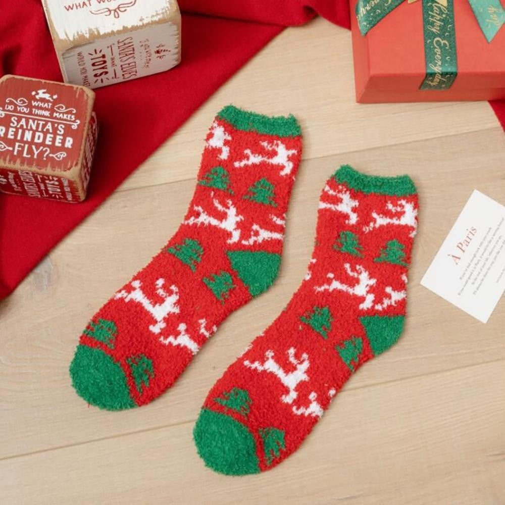 Plush Knit Christmas Socks