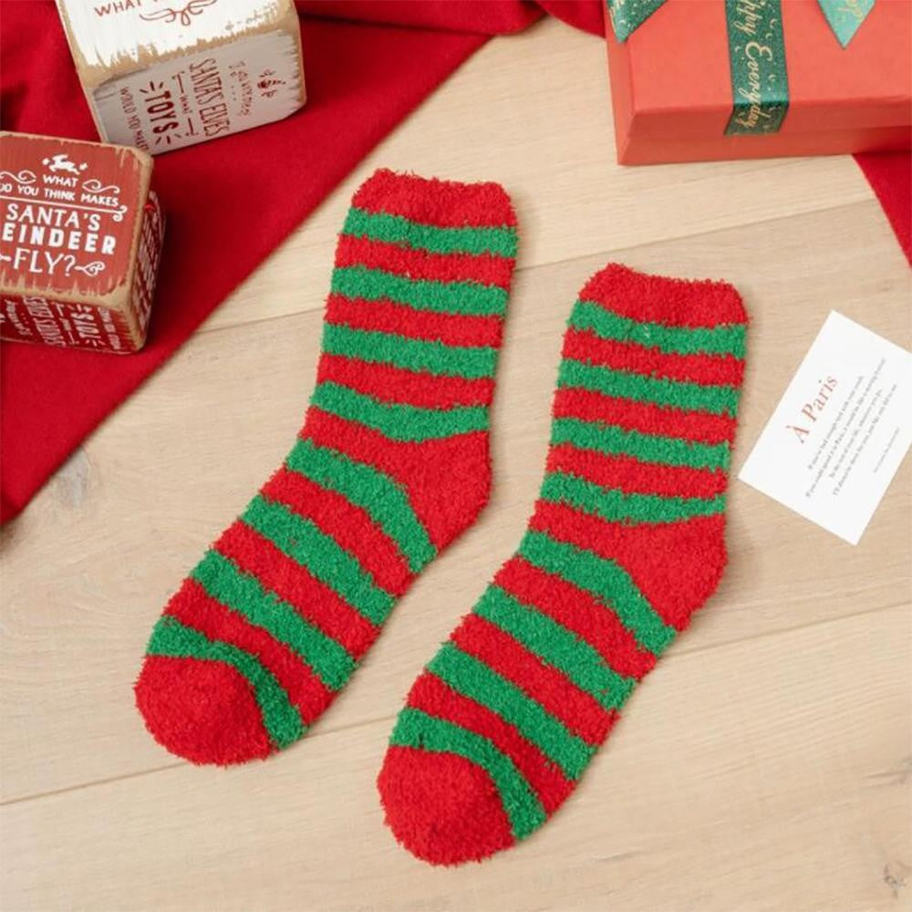 Plush Knit Christmas Socks