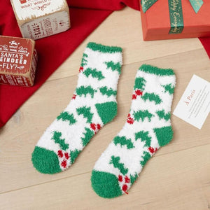 Plush Knit Christmas Socks