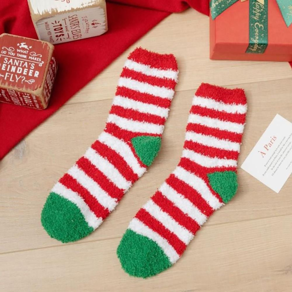 Plush Knit Christmas Socks