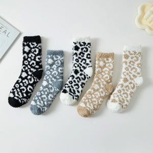 Soft Plush Leopard Print Socks