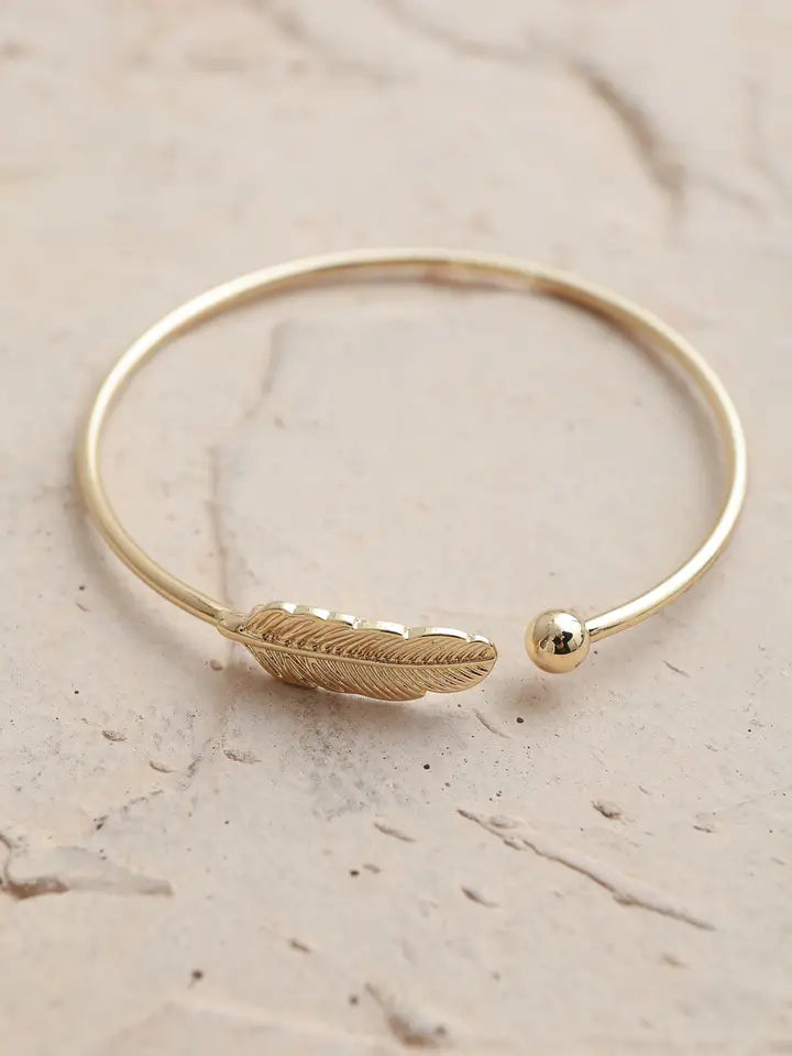 Feather Bangle Cuff Bracelet