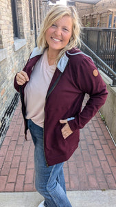 Burgundy Full Zip Sweatshirt