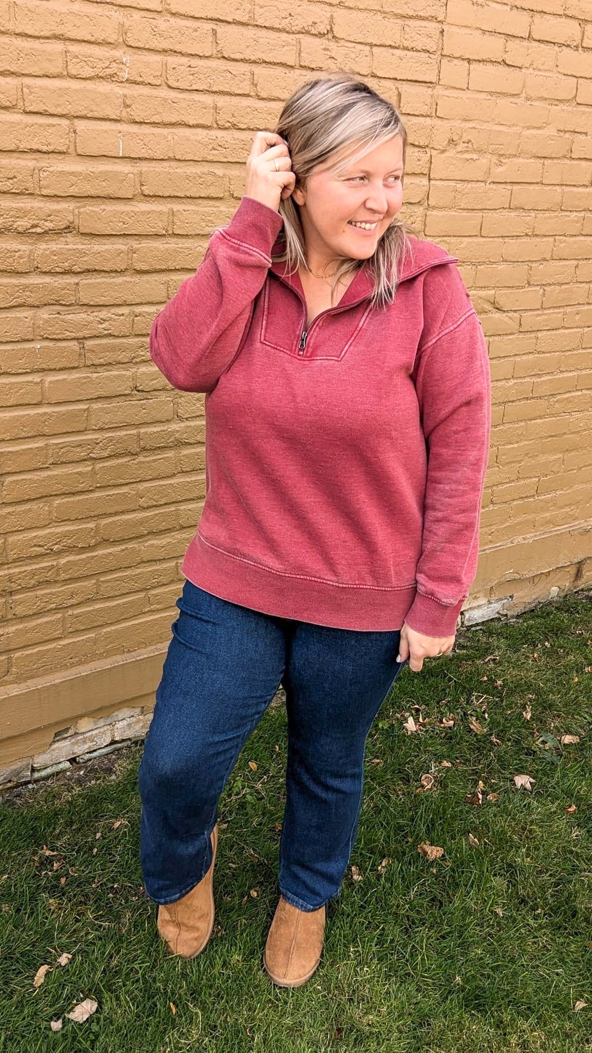 Hey New Bestie Pullover - Burgundy