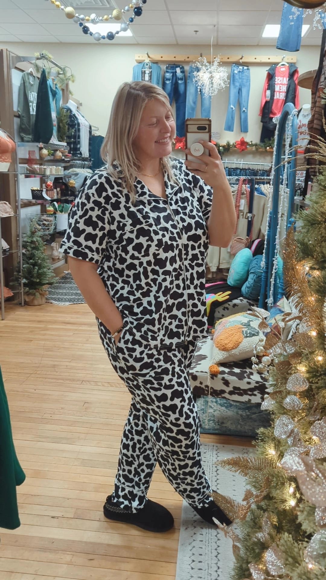 Crazy About Cow Print PJ Set