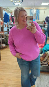 Bright Mauve - I Like Em Chunky Sweater