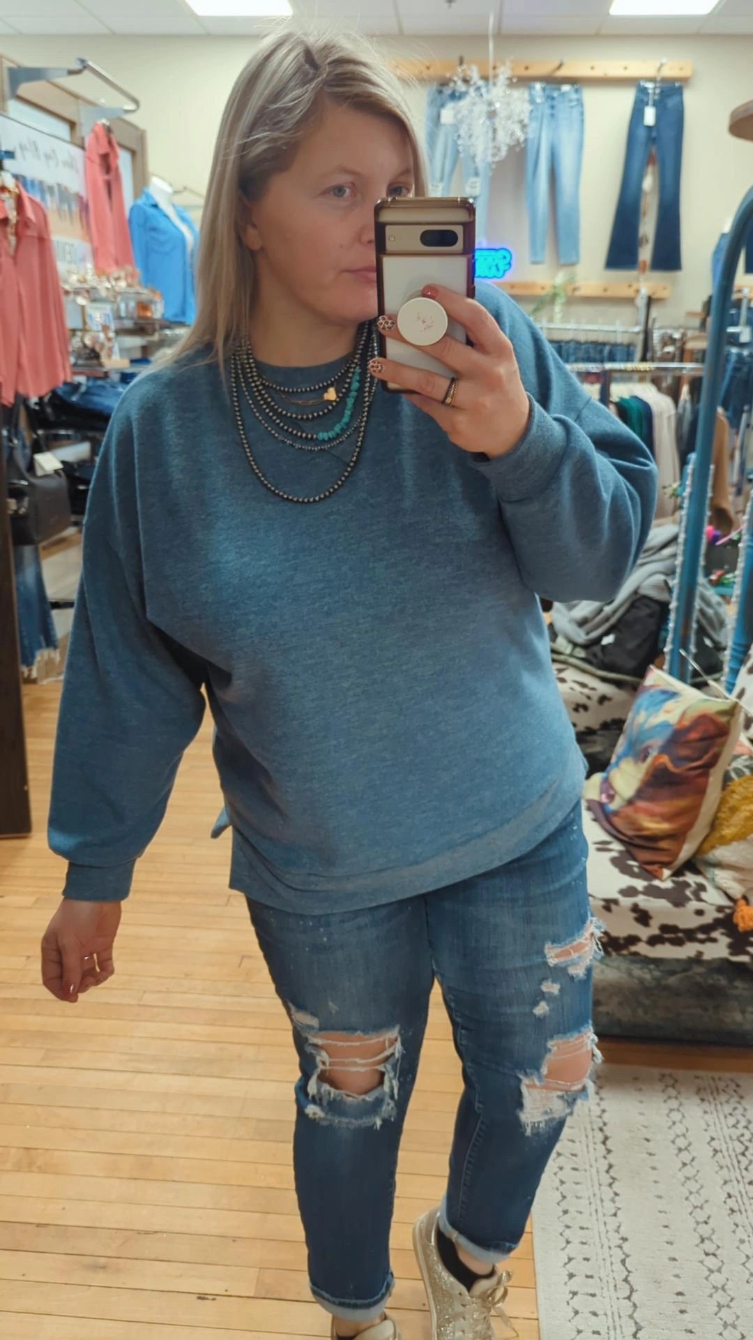 Two Tone Blue Top