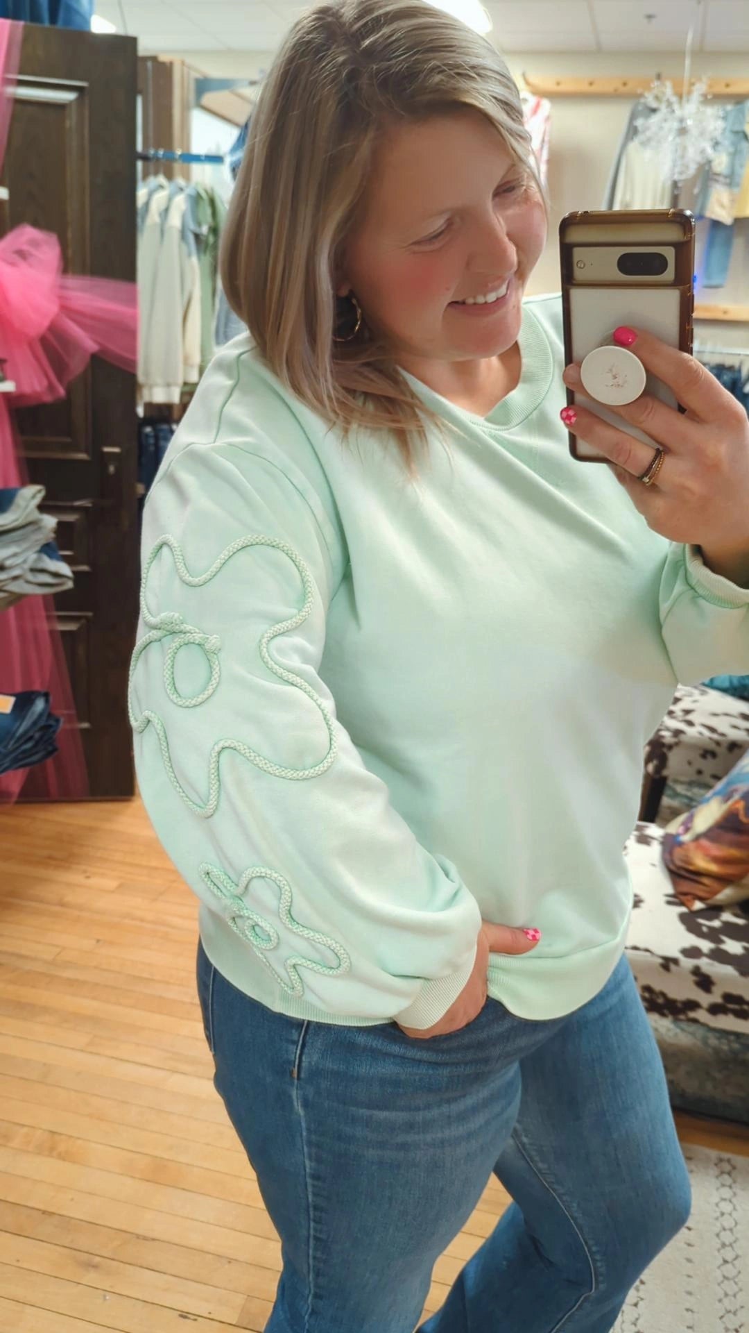 Minty Rope Florals Sweatshirt