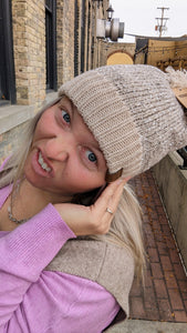 Sequin Cuff Pom Beanie