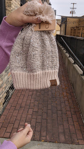 Sequin Cuff Pom Beanie