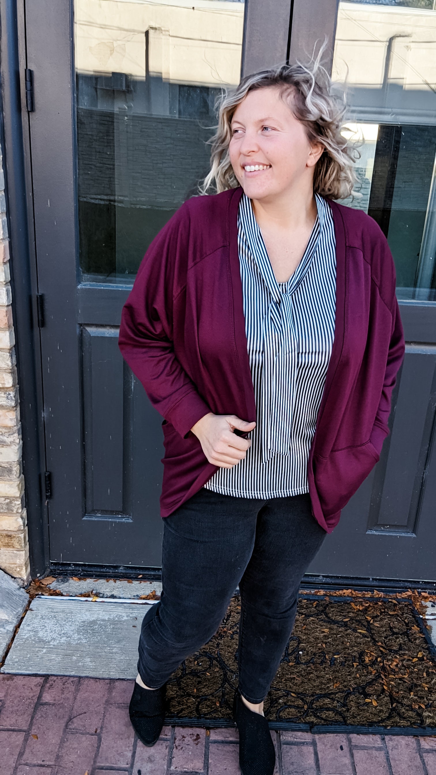 New Perspectives Cardigan - Wine