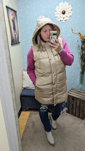 Champagne Goddess Silky Puffer Vest