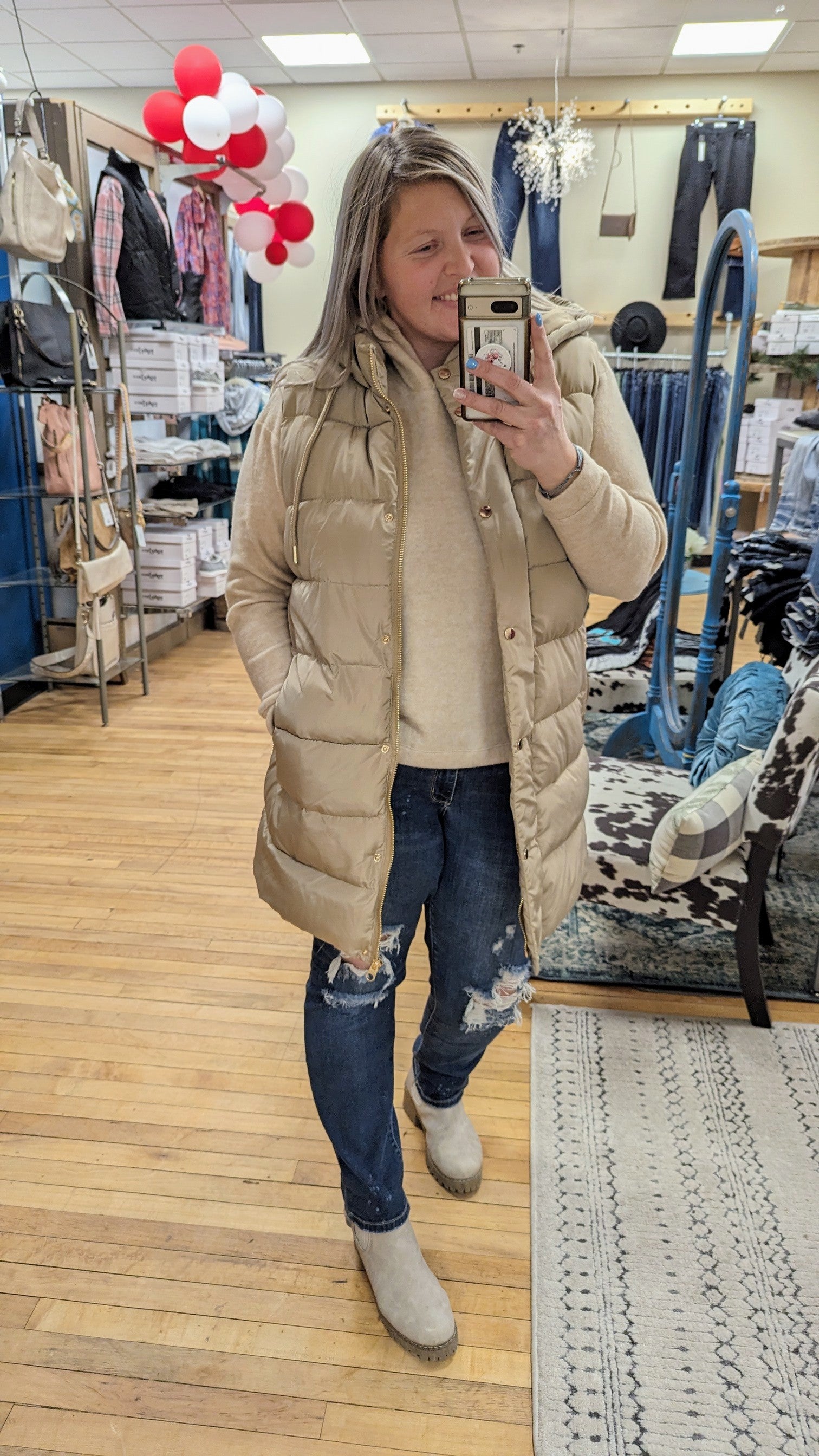 Champagne Goddess Silky Puffer Vest