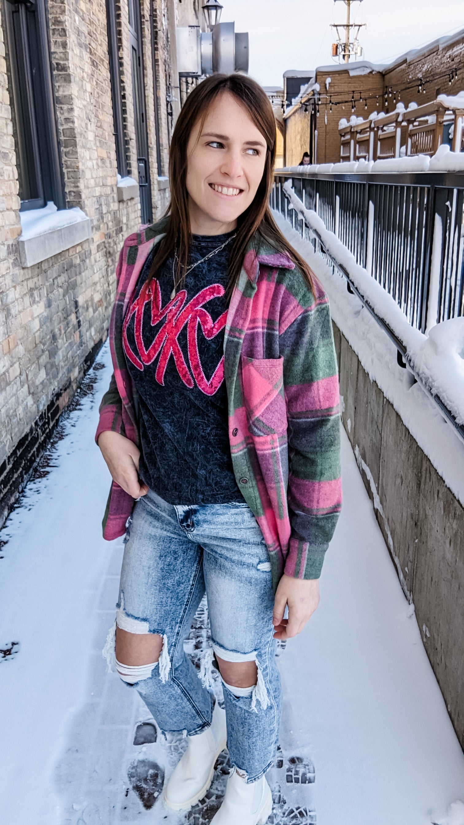 Acid Wash Sequin XO Tee