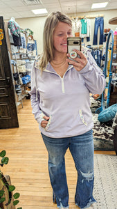 Lavender & Floral Accent Hooded 1/2 Zip