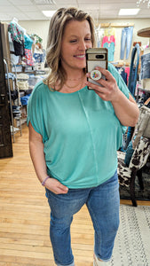 Soft Oversized Aqua Top