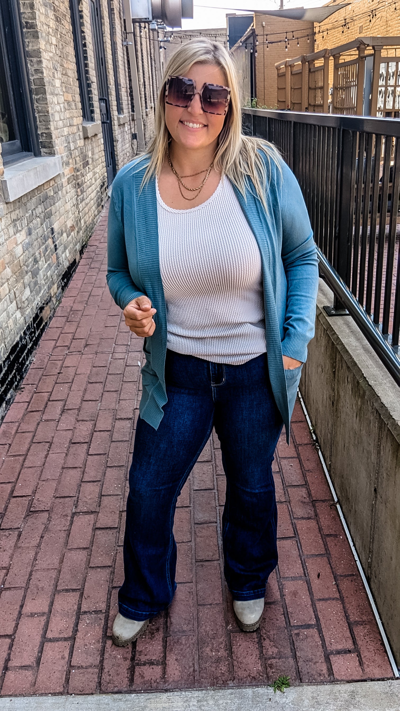 Teal Lightweight Knit Cardigan