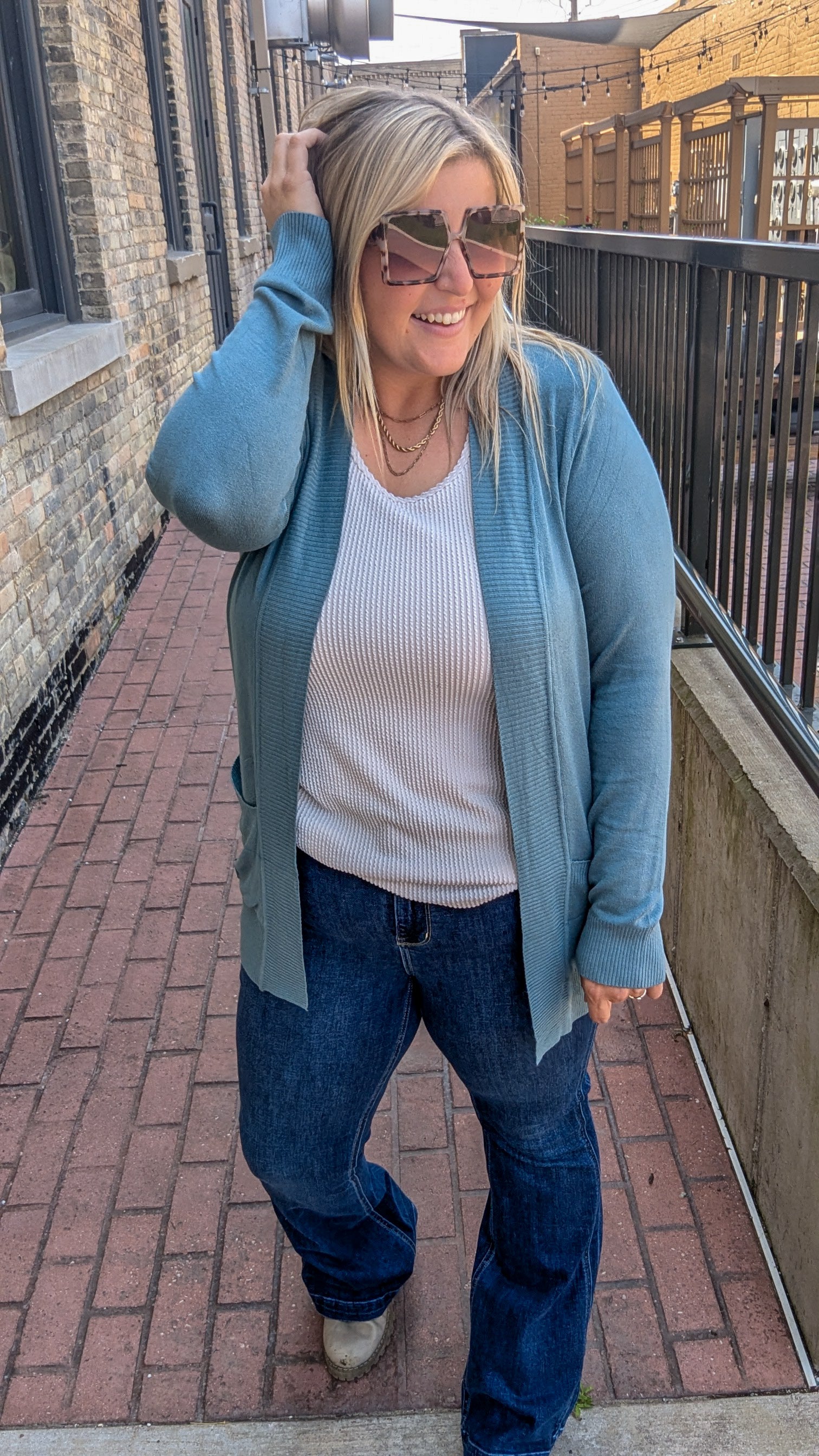 Teal Lightweight Knit Cardigan