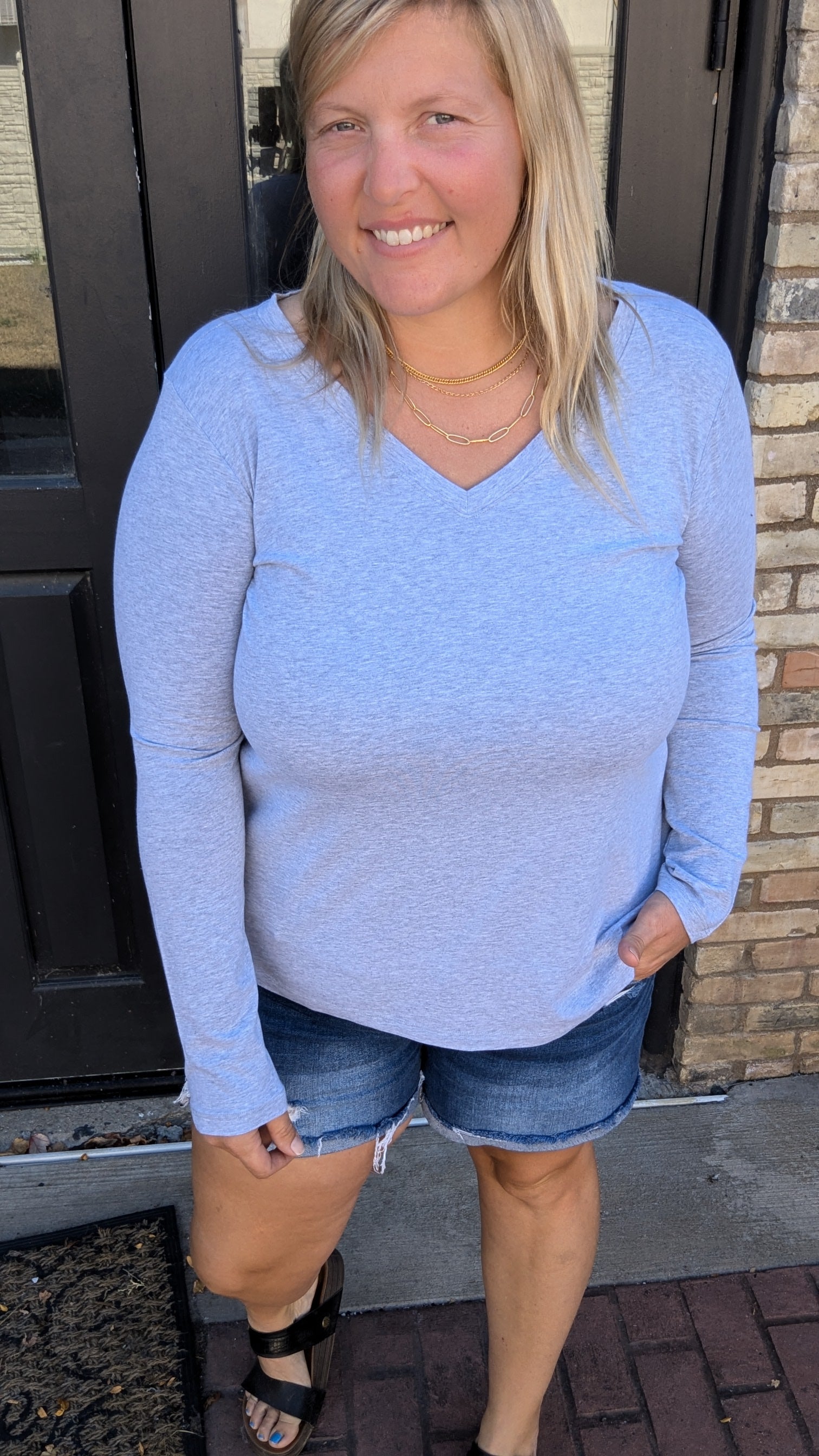 Grey Basic B LS Top