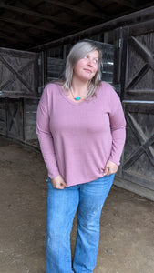 Ready to Layer Waffle Top - Dusty Rose