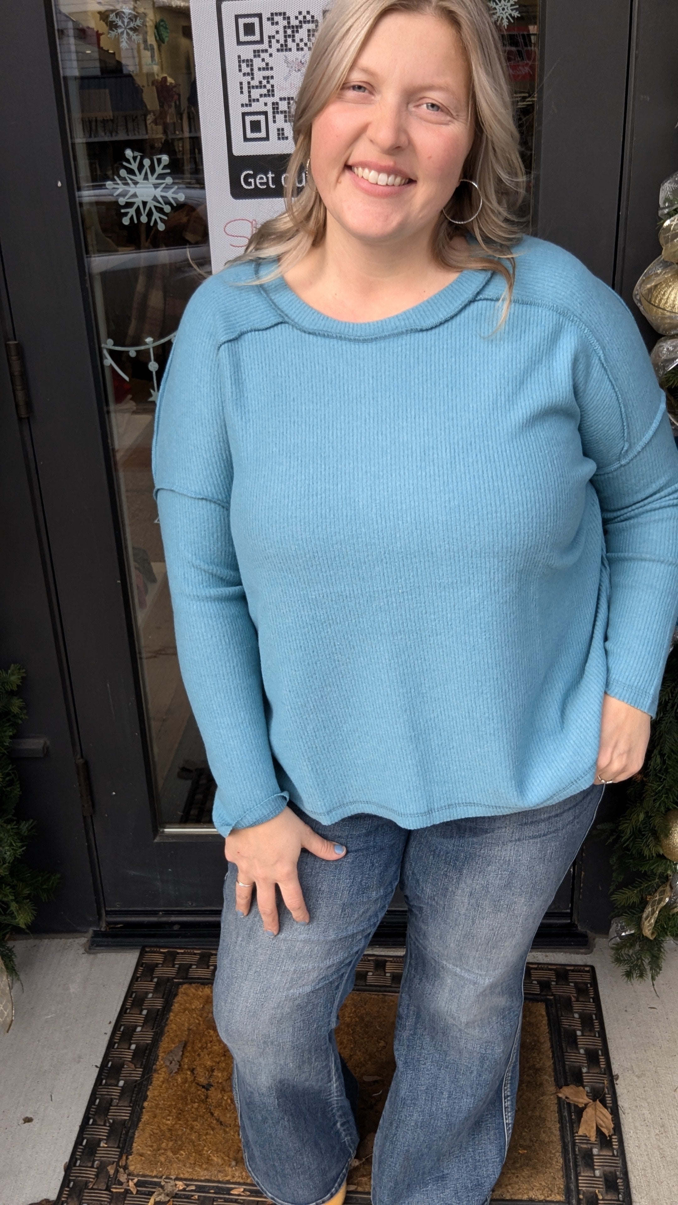 Dusty Teal - Soft Ribbed Top