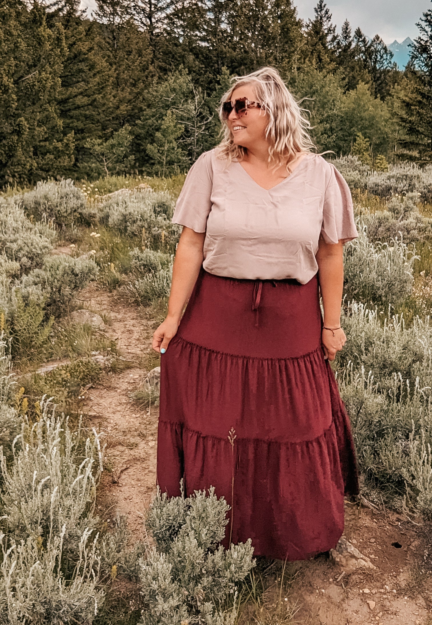 Let The Tiers Fall Maxi Skirt - Rust