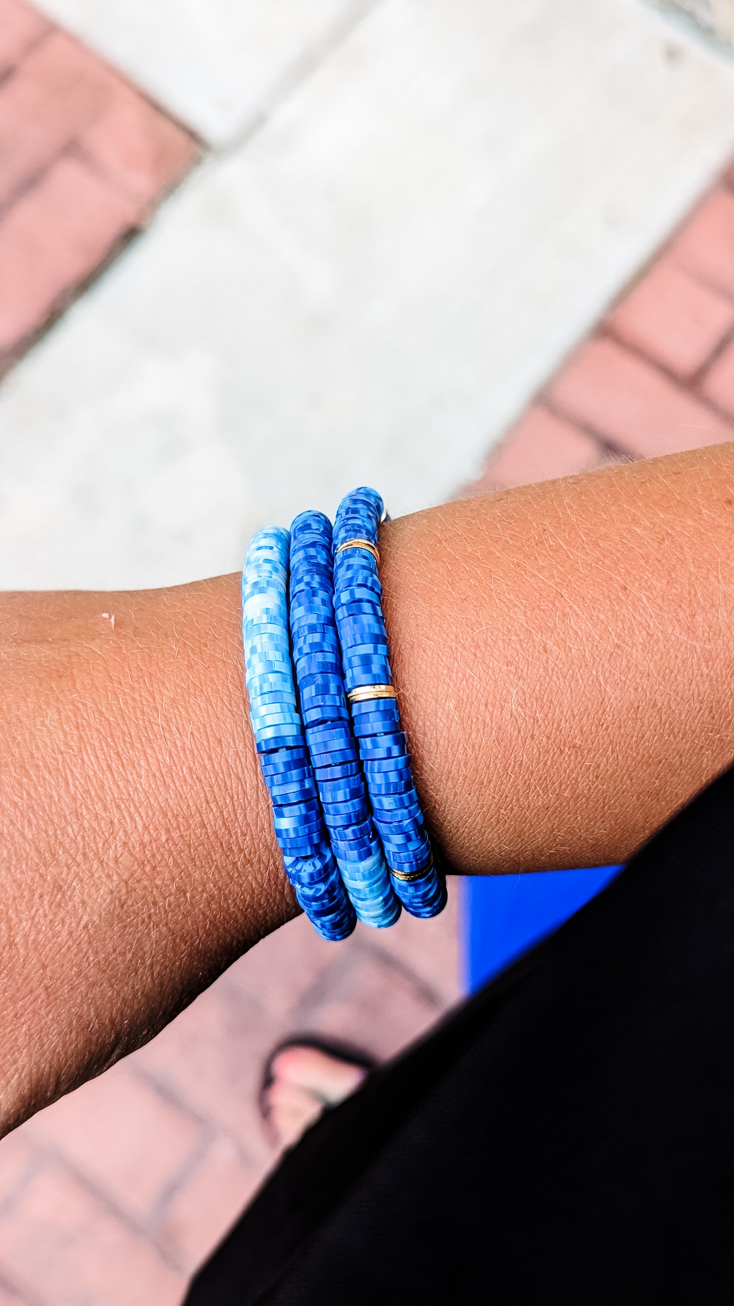 Blends of Blue Disc Bracelet Stack