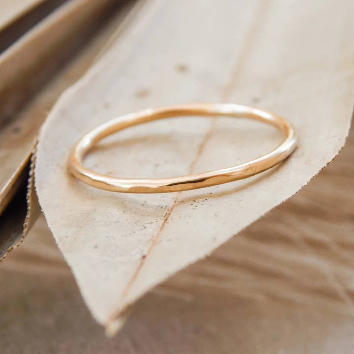 Waterproof Hammered Stacking Ring