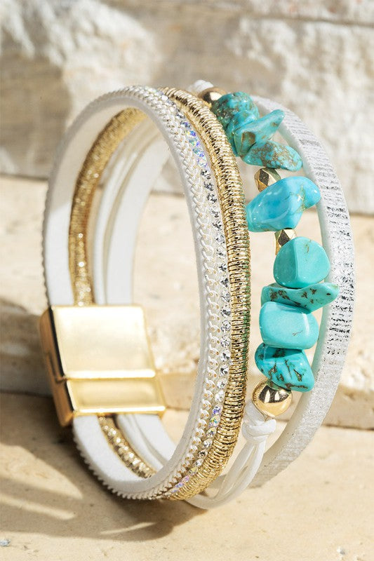 Turquoise Chip Stone Magnetic Bracelet