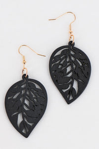 Leaf Black Wood Earring