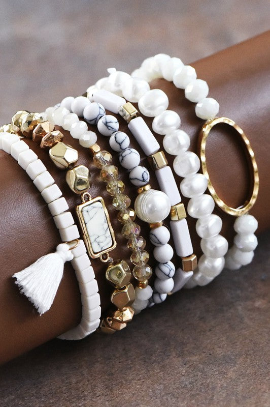 White Turq Bracelet Stack