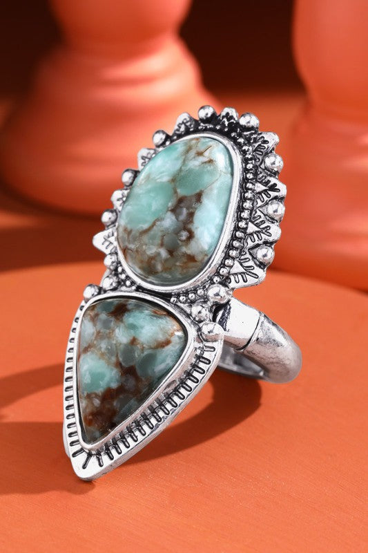 Double Stone Turquoise Ring