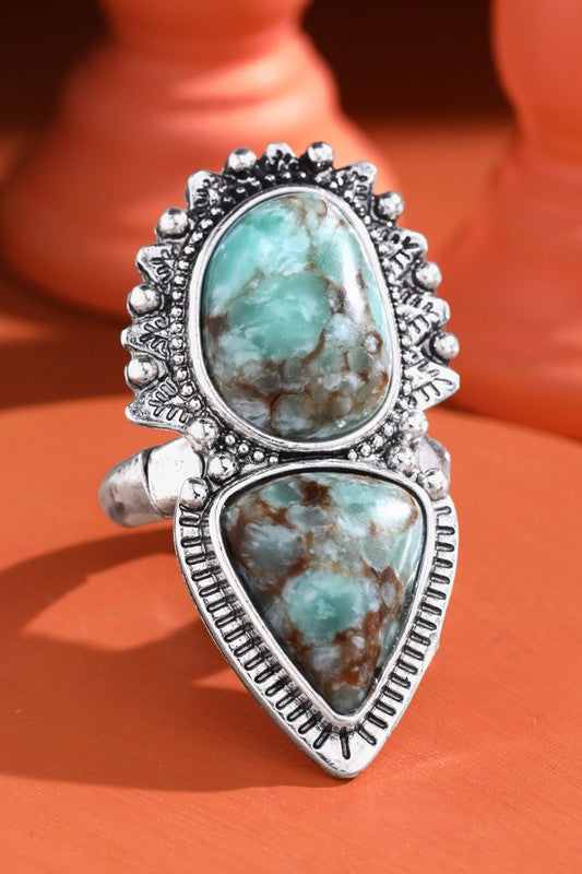 Double Stone Turquoise Ring