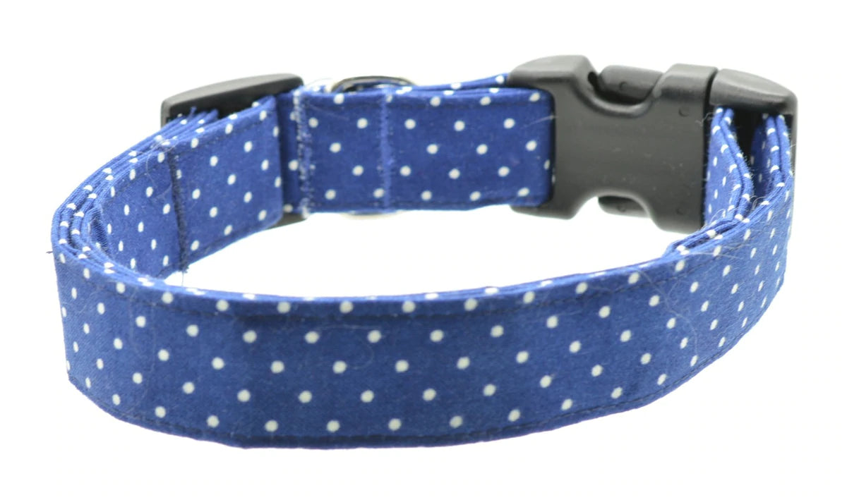 Blue Pin Dot Dog Collar