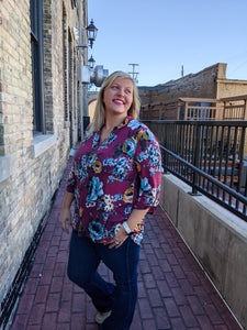 Harvest Time Fall Floral Blouse