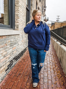 Navy  Henley Top