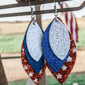 Red, White & Blue Glitter Earring