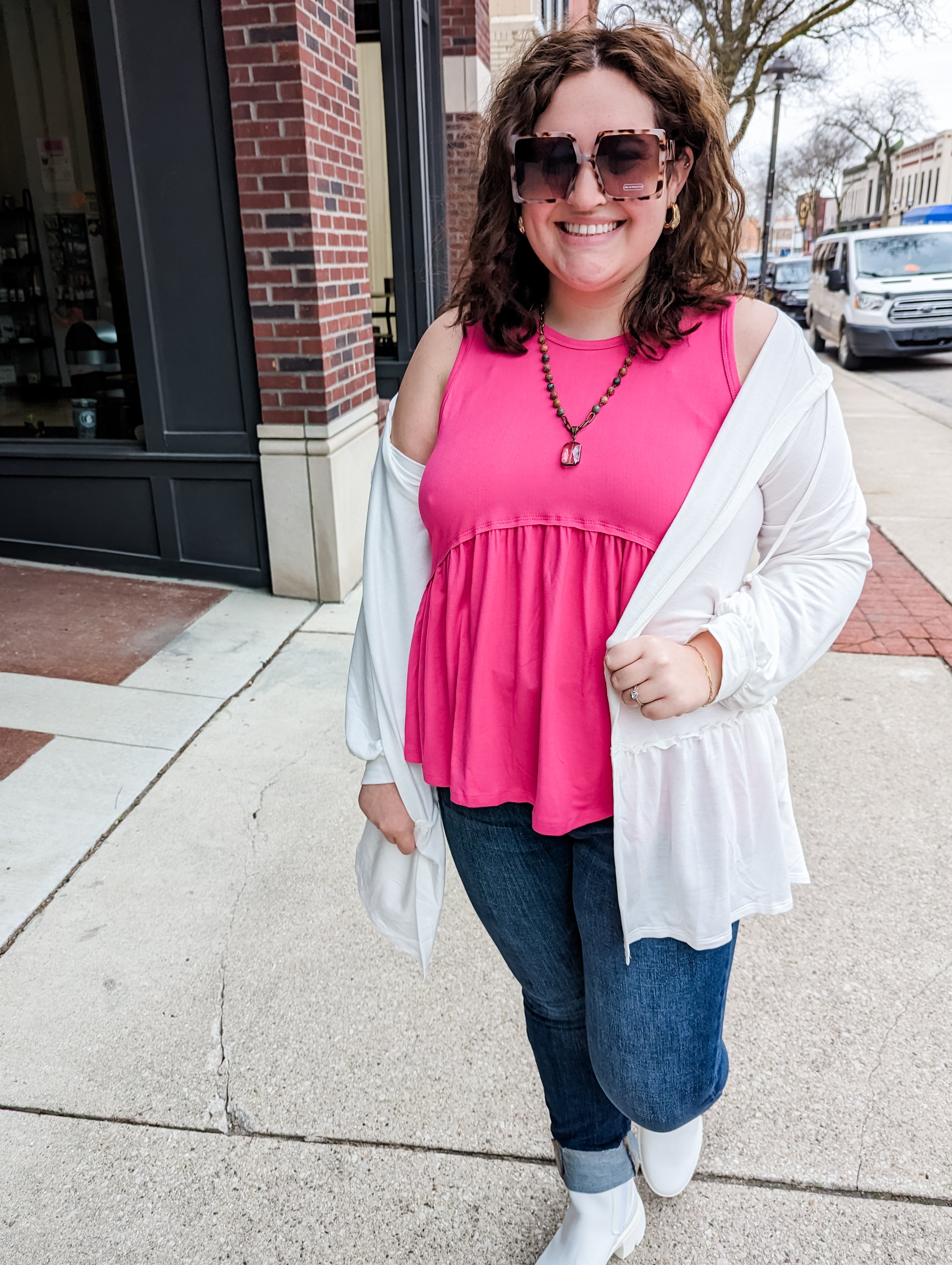 Carefree Babydoll Tank - Fuchsia