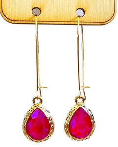 Fuchsia Rhinestone Teardrop Dangle