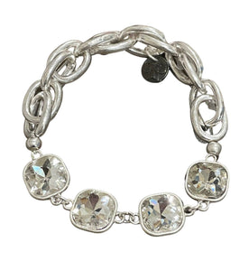 Silver & Crystal Square Rhinestone Bracelet