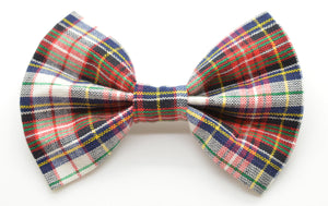 White Tartan Plaid Bow Tie