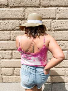 Pink Splatter Lace Trimmed Cami