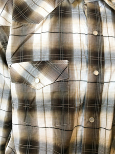 Men's Shades of Brown Pearl Snap Button Up