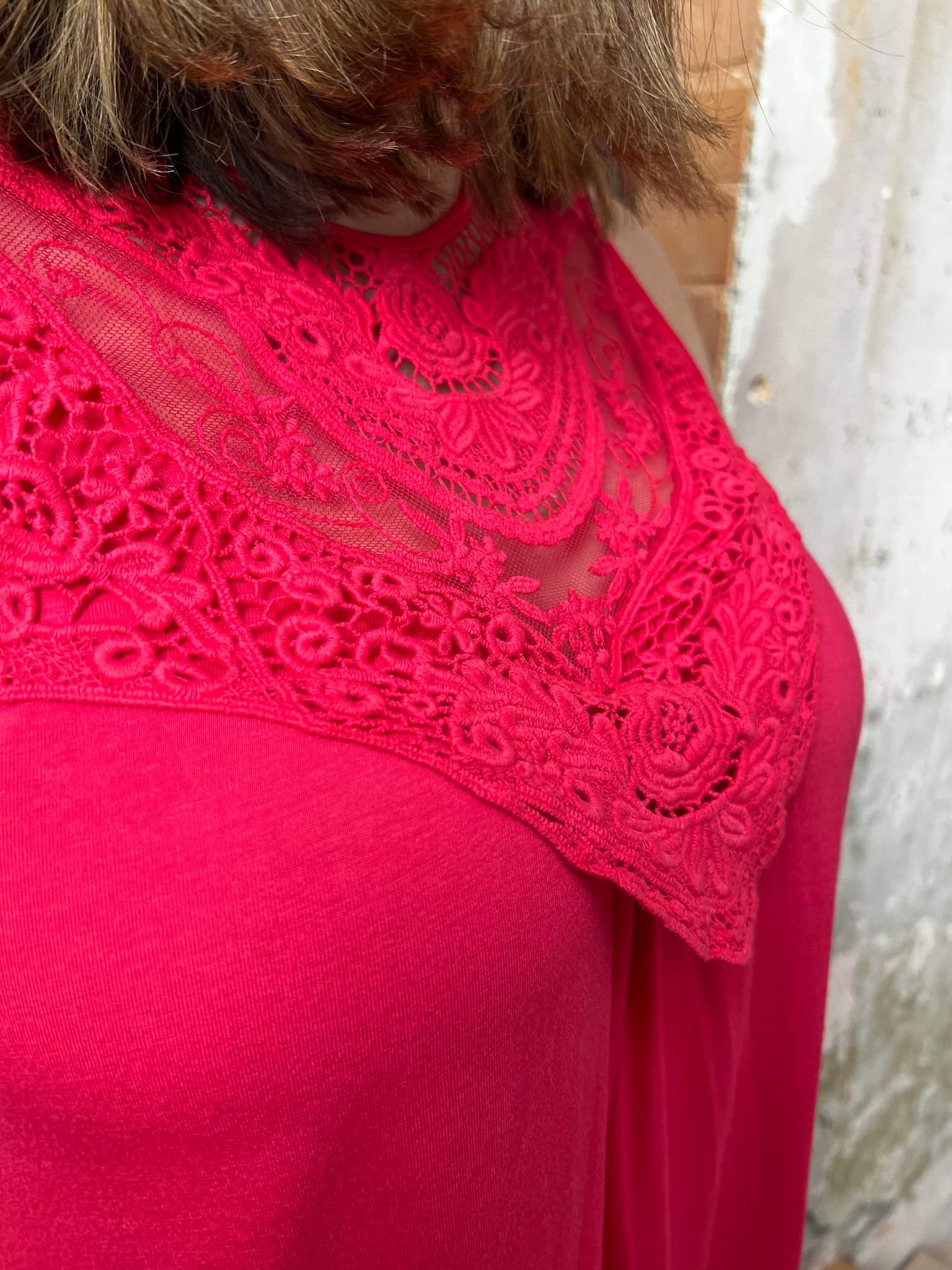 Flowy Perfection Hot Coral Lace Top