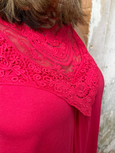 Flowy Perfection Hot Coral Lace Top